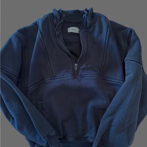 Joah Brown Black Retro Half Zip Sweater